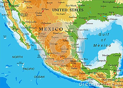 Mexico-relief map Vector Illustration