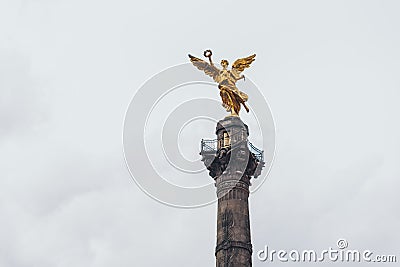 MEXICO - SEPTEMBER 20: Golden monument of the Independence Angel at Paseo Reforma Editorial Stock Photo