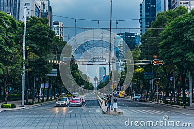 MEXICO - SEPTEMBER 20: Paseo Reforma during the night right before a sotrm starts Editorial Stock Photo