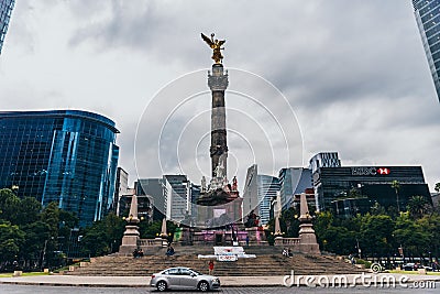 MEXICO - SEPTEMBER 20: Plaza of the monument of the Independence Angel at Paseo Reforma Editorial Stock Photo