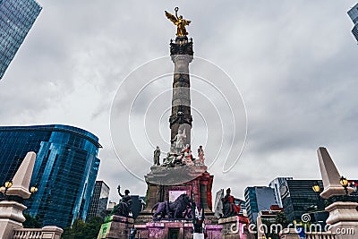 MEXICO - SEPTEMBER 20: Plaza of the monument of the Independence Angel at Paseo Reforma Editorial Stock Photo