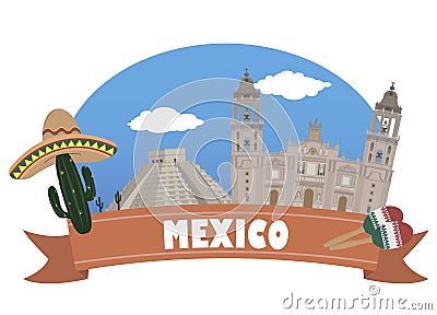 Mexico. Tourism and travel Vector Illustration