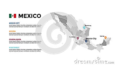 Mexico vector map infographic template. Slide presentation. Global business marketing concept. North America country Vector Illustration