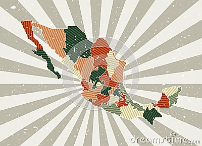 Mexico vintage map. Cartoon Illustration
