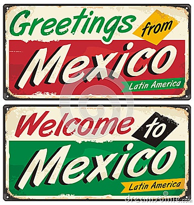 Mexico vintage metal signs Vector Illustration