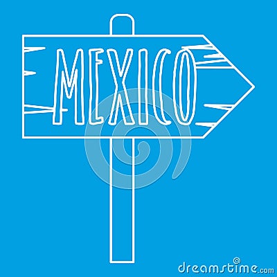 Mexico wooden direction arrow sign icon Vector Illustration
