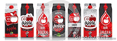 Ready design vector apple juice, fruit package set Vector Illustration