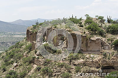 Mezquital Valley, view of sunny Mexican semi-desert landscape Stock Photo