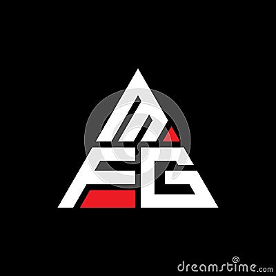 MFG triangle letter logo design with triangle shape. MFG triangle logo design monogram. MFG triangle vector logo template with red Vector Illustration