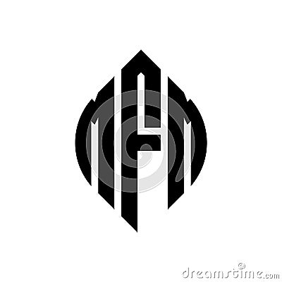 MFM circle letter logo design with circle and ellipse shape. MFM ellipse letters with typographic style. The three initials form a Vector Illustration