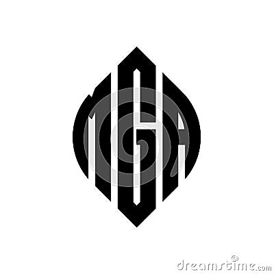 MGA circle letter logo design with circle and ellipse shape. MGA ellipse letters with typographic style. The three initials form a Vector Illustration