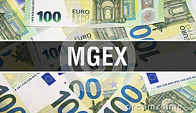 MGEX text Concept Closeup. American Dollars Cash Money,3D rendering. MGEX at Dollar Banknote. Financial USA money banknote Stock Photo