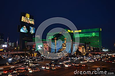 MGM Grand, The Strip, Las Vegas, night, city, metropolis, evening Editorial Stock Photo