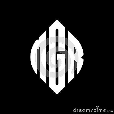 MGR circle letter logo design with circle and ellipse shape. MGR ellipse letters with typographic style. The three initials form a Vector Illustration
