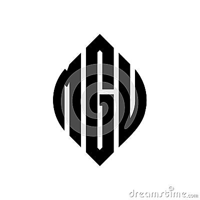 MGU circle letter logo design with circle and ellipse shape. MGU ellipse letters with typographic style. The three initials form a Vector Illustration