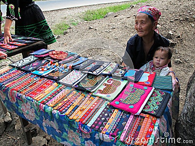 Mhong Routine Life selling craftwork Editorial Stock Photo