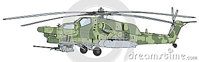Mi 28 Havoc military attack combat helicopter Vector Illustration