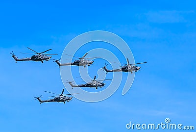 2 Mi-28N (Havoc) attack helicopters Editorial Stock Photo