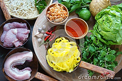 Mi quang, Quang noodle, Vietnamese food Stock Photo