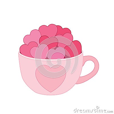 Heart in the cup on white background Vector Illustration