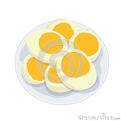 Boiled eggs in a plate Cartoon Illustration