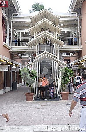 Miami,august 9th:Bayside Shopping Center Stair from Miami in Florida USA Editorial Stock Photo