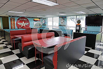 Miami Auto Museum diner red booths Editorial Stock Photo