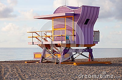 Miami beach colorful lifeguard rescue tower Stock Photo