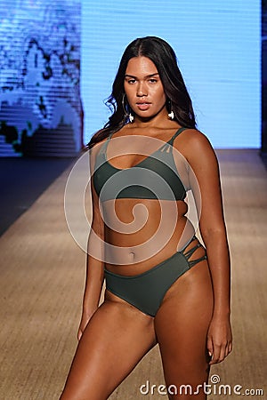 A model walks the runway for MIKOH Resort 2019 Runway Show Editorial Stock Photo