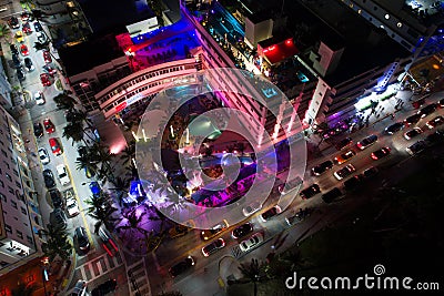 Aerial image Clevelander Ocean Drive Editorial Stock Photo