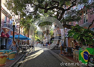 Espanola Way in Miami Beach Editorial Stock Photo