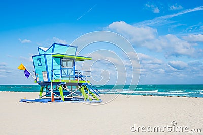 Miami Beach Lifeguard Stand in the Florida sunshine Stock Photo