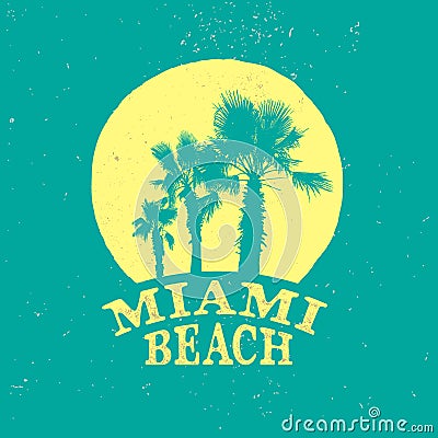 Miami beach retro logo Vector Illustration