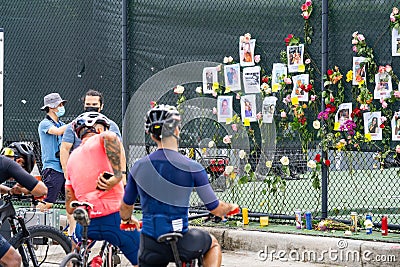 Photo wall of the lost or missing people from the Chaplain Towers collapse on June 24 2021 Editorial Stock Photo