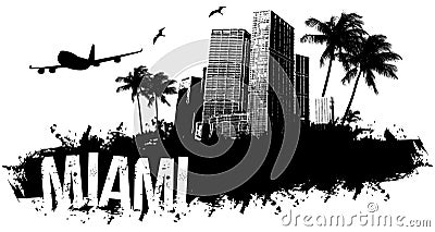 Miami black background Vector Illustration