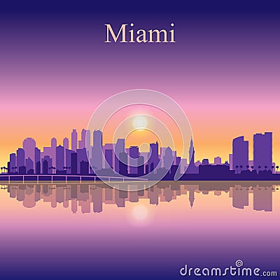 Miami city skyline silhouette background Vector Illustration