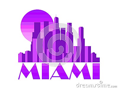 Miami city. Skyscrapers isolated on white background. Vector Vector Illustration