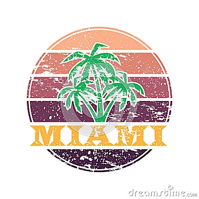 Miami colorful label Vector Illustration