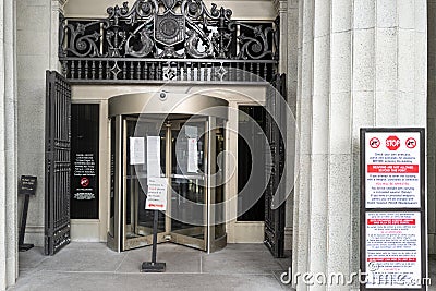 Miami Downtown, FL, USA - JUNE 12, 2020: US business closed due to protests. Shops and banks closed due to robberies Editorial Stock Photo