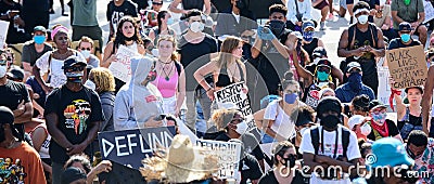 Miami Downtown, FL, USA - MAY 31, 2020: Black Lives Matter. Many american people went to peaceful protests in the US Editorial Stock Photo