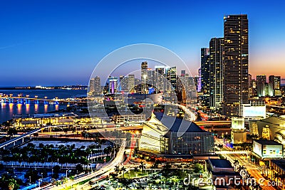 Miami downtown at night Stock Photo