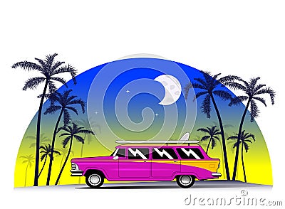 Miami florida car Vector Illustration