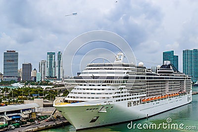 Miami, Florida - March 29 2014: MSC Divina Cruise Ship docked in Miami, Florida. Editorial Stock Photo
