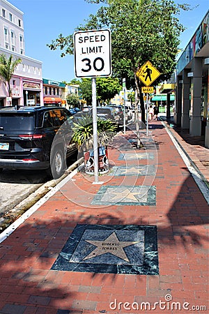 Miami, United States - Walk of the Stars in the Cuban district of Miami Editorial Stock Photo