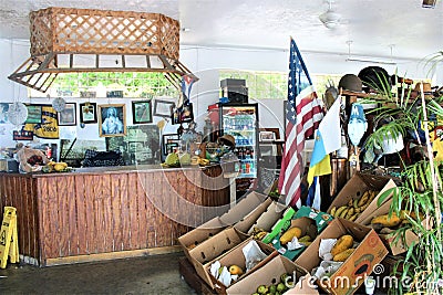 Miami, United States - A store with fresh fruits in the Eight Street, the Cuban District of Miami Editorial Stock Photo