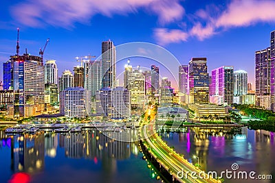 Miami, Florida, USA Biscayne Bay Skyline Stock Photo