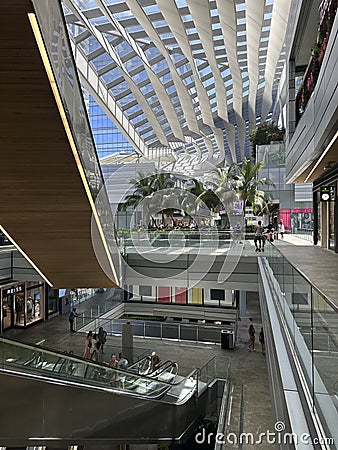 Miami, Florida, USA - Interior of the 5-story lifestyle mall inside Brickell City Center, a large mixed-use Editorial Stock Photo