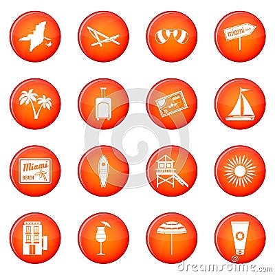 Miami icons vector set Vector Illustration