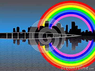 Miami with rainbow Vector Illustration