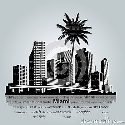 Miami skyline. Vector illustration Vector Illustration